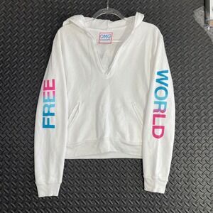 OMG So Soft Free World White Pullover Hoodie Sweater Casual Wear Women's‎ Size 2